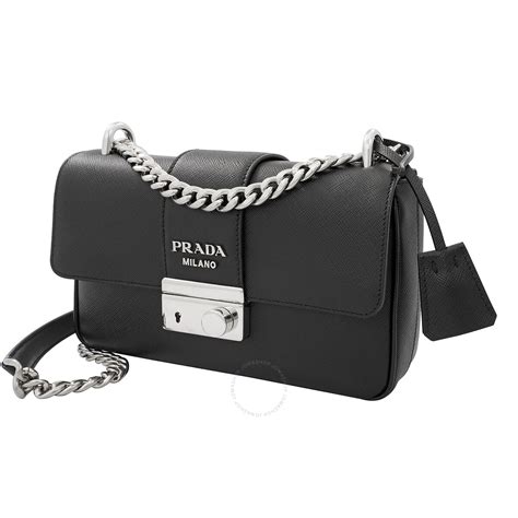 prada pattina saffiano soft c|Black Saffiano Leather Shoulder Bag .